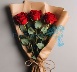 Букет роз 3 красные розы