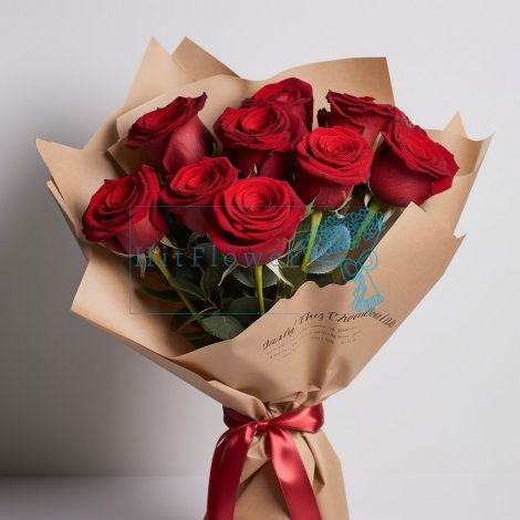 Букет роз 9 красных роз